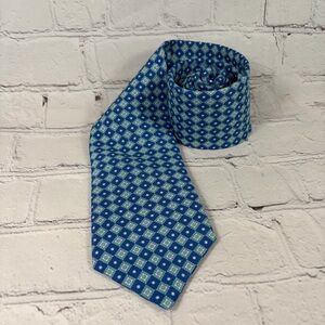 Silvio Fiorello Blue Geometric Print Silk And Linen Tie**